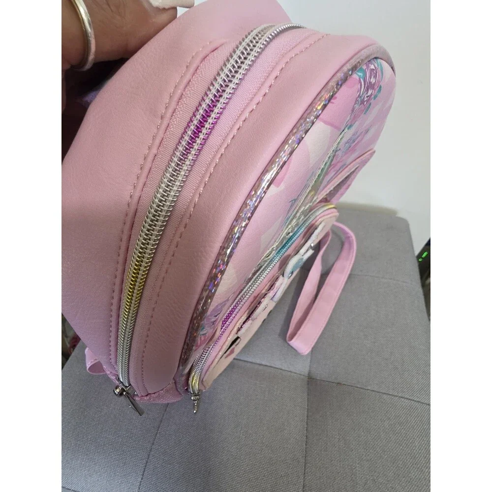 Super Cute OMG! Gwen Girl Pink Iridescent Sequin Unicorn Backpack Zip Adj Strap
